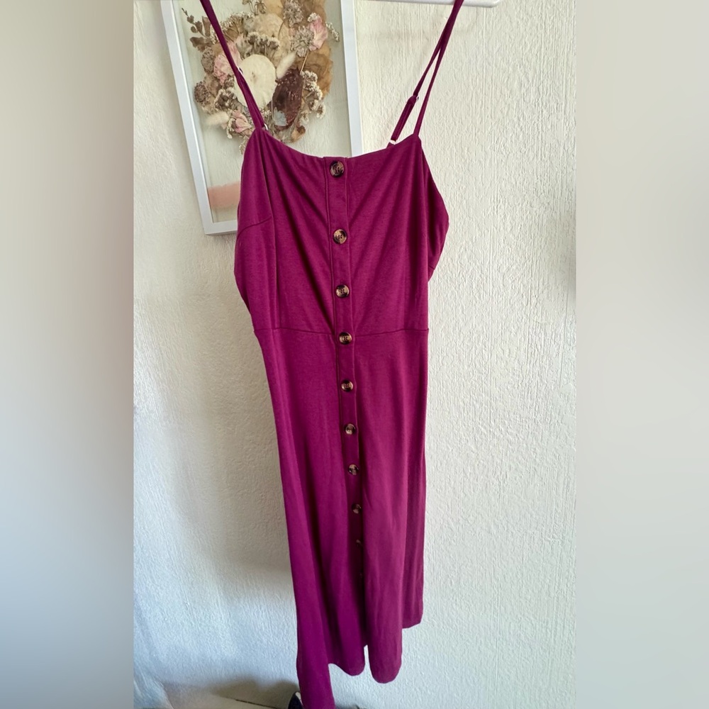 Magenta Button-Down Dress
